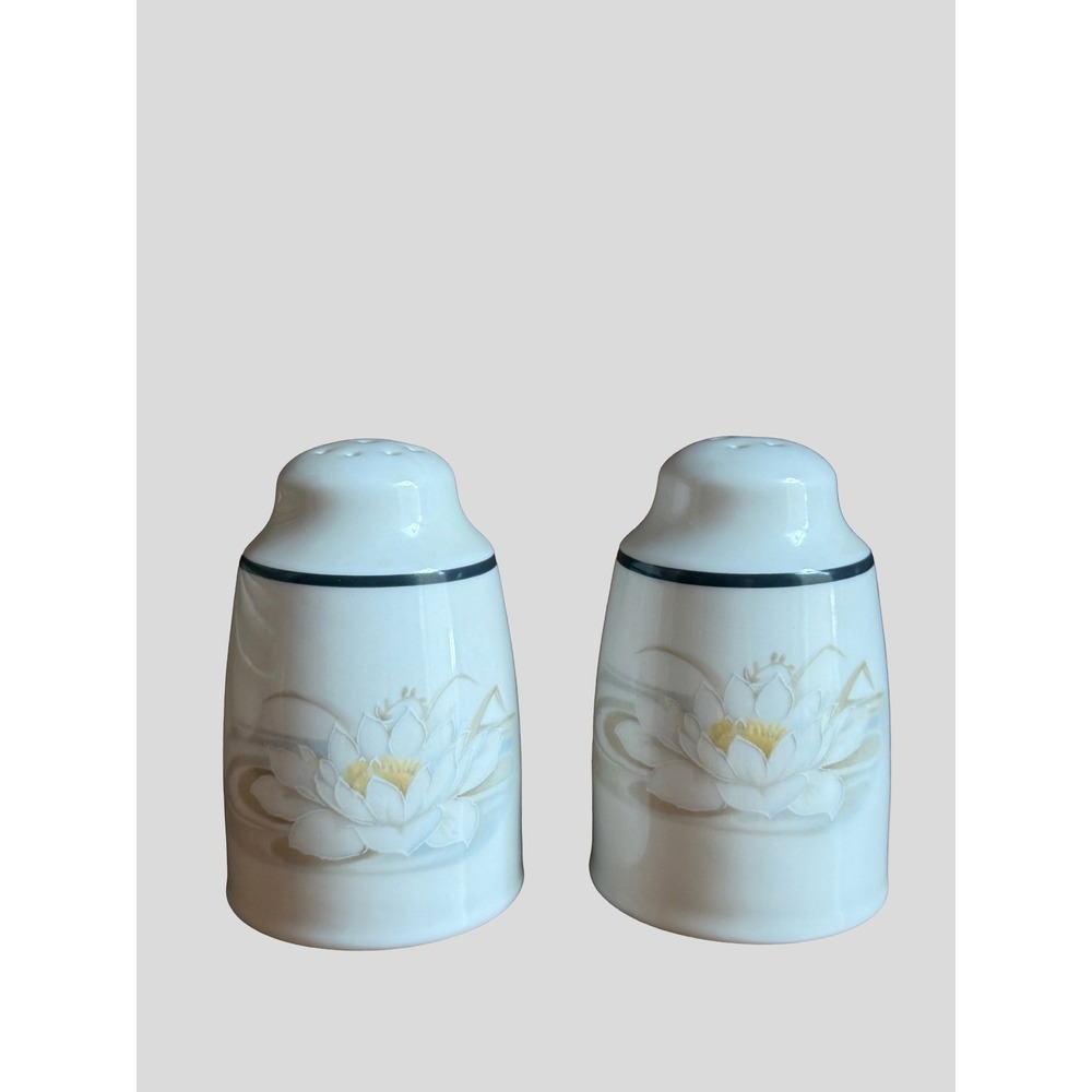 Royal Doulton Lambethware Water Lily Salt and Pepper Shakers Set Vintage 1977